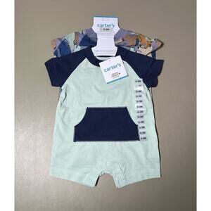 Carter’s Baby 2 Pieces 0-3M Green W/Blue And Animals